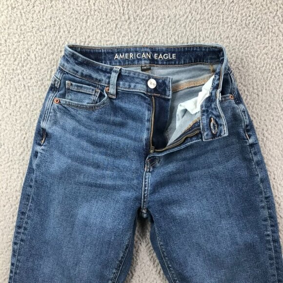 AMERICAN EAGLE Womens Size 00 SHORT Mom Jean Medium Wash Stretch High Rise Jeans - Picture 5 of 16